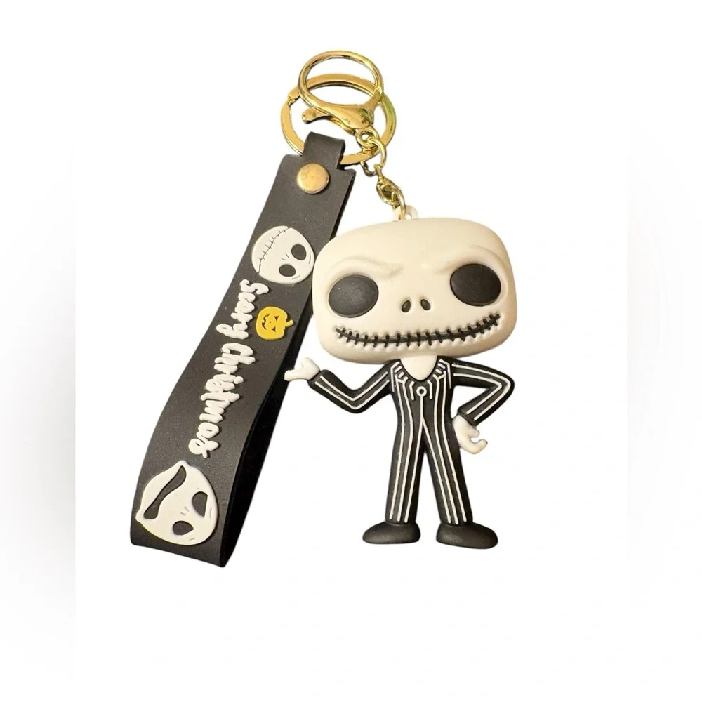 Black and White Striped Skellington Keychain‎
